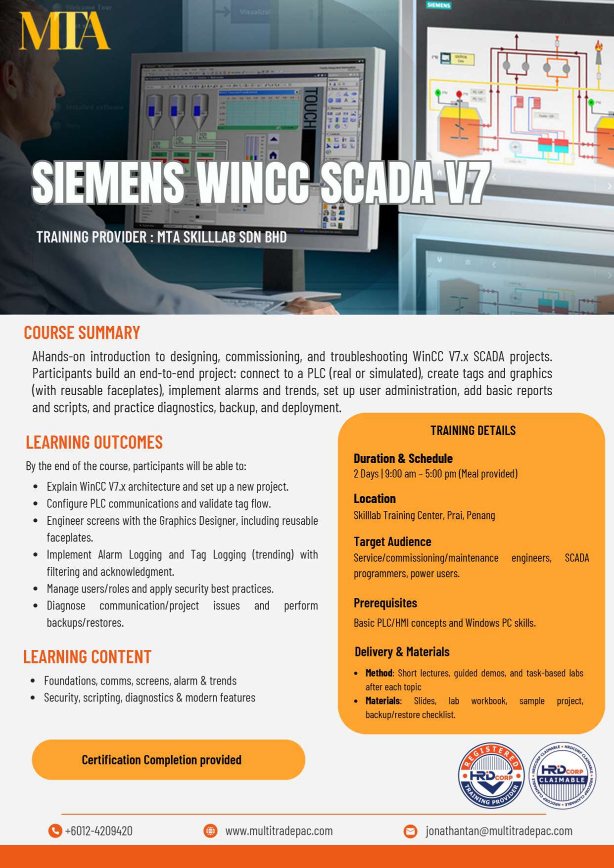 WinCC SCADA Training Flyer